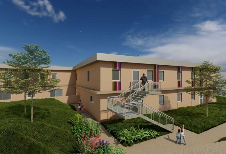 Perspective 3D extérieur d'un centre medico-psychologique pour enfants